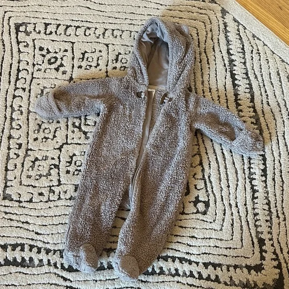 Carter's Fuzzy Gray Hooded Footie - Picture 1 of 7